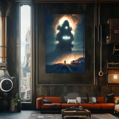 Post-Apocalyptic Train Poster – The Unyielding Monolith | Awe-Inspiring Wall Art for Sci-Fi & Fantasy Train Enthusiasts | Unique and Exclusive Artwork