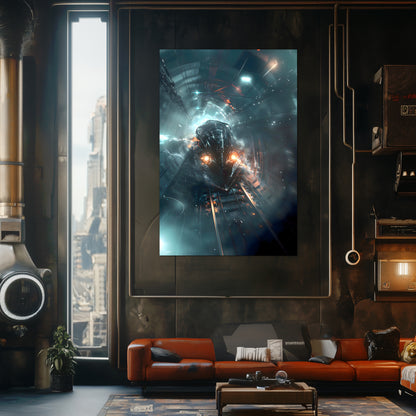 Cyberpunk Train Poster – Nightblade Crusader | Awe-Inspiring Wall Art for Sci-Fi & Fantasy Train Enthusiasts | Unique and Exclusive Artwork