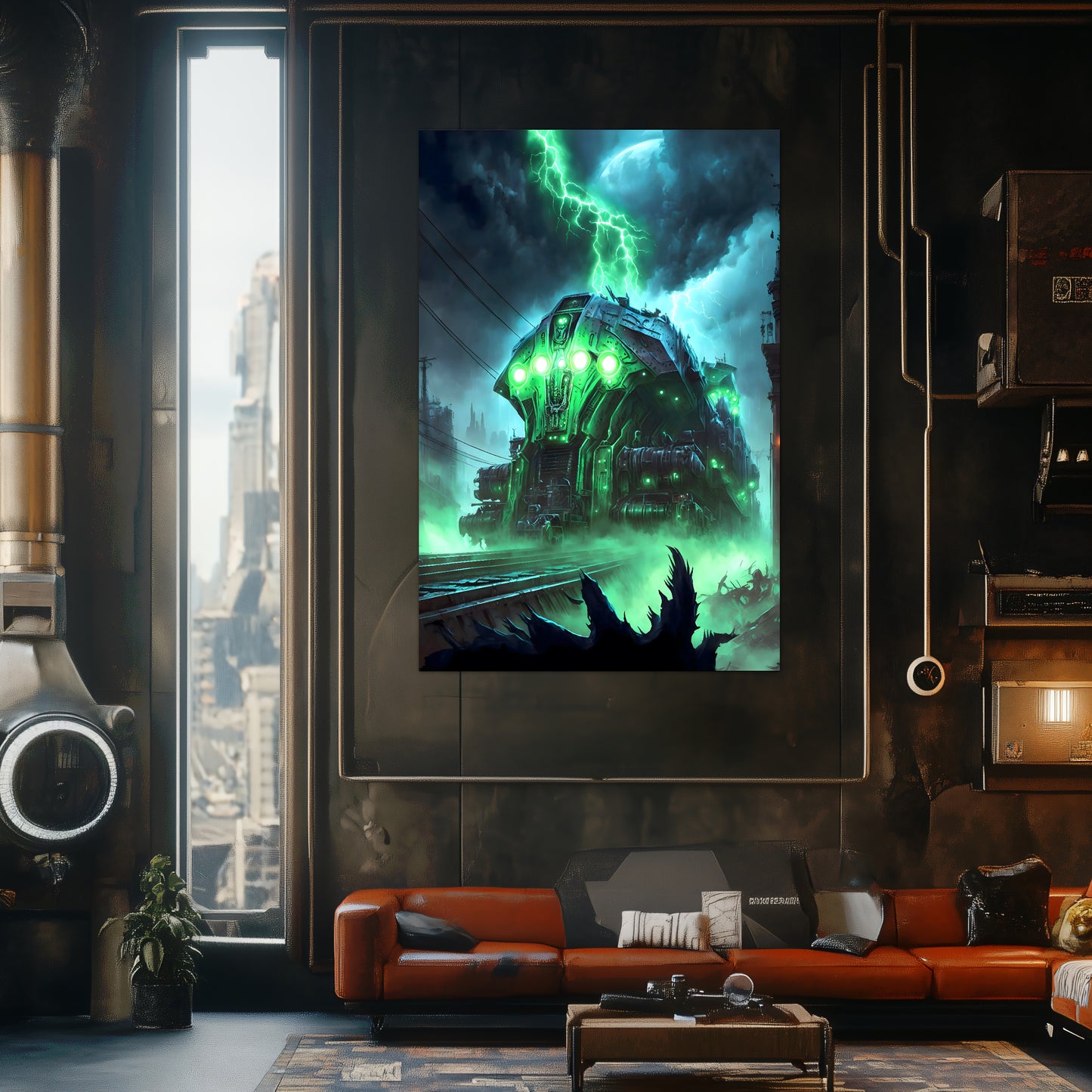 Zombie Train Poster – The Warp Architect | Awe-Inspiring Wall Art for Sci-Fi & Fantasy Train Enthusiasts | Unique and Exclusive Artwork