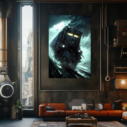 Zombie Train Poster – The Grim Hauler | Awe-Inspiring Wall Art for Sci-Fi & Fantasy Train Enthusiasts | Unique and Exclusive Artwork