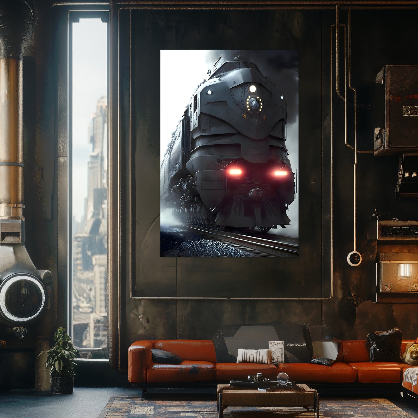 Dystopia Train Poster – Grimbringer Thunderclad | Awe-Inspiring Wall Art for Sci-Fi & Fantasy Train Enthusiasts | Unique and Exclusive Artwork