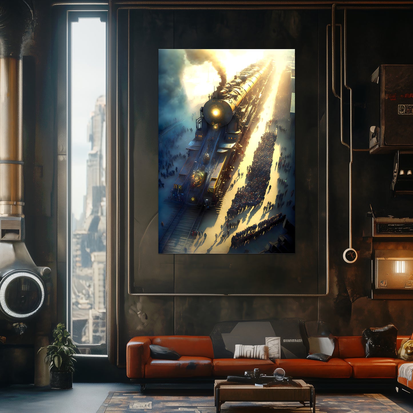 Steampunk Train Poster – Behemoth Boy | Awe-Inspiring Wall Art for Sci-Fi & Fantasy Train Enthusiasts | Unique and Exclusive Artwork