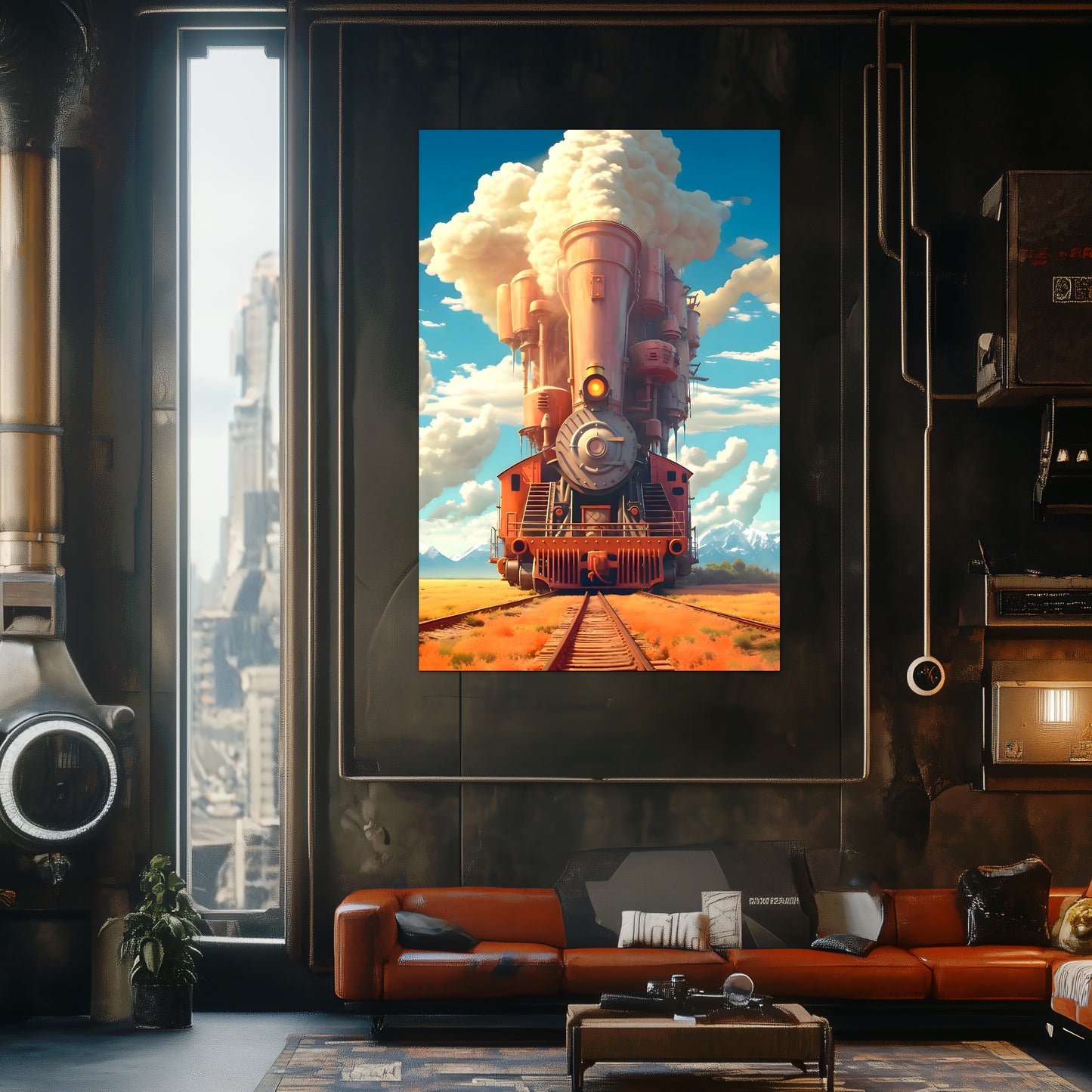 Steampunk Train Poster – Buffalo | Awe-Inspiring Wall Art for Sci-Fi & Fantasy Train Enthusiasts | Unique and Exclusive Artwork