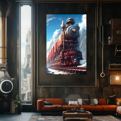 Post-Apocalyptic Train Poster – Colonial Colossus | Awe-Inspiring Wall Art for Sci-Fi & Fantasy Train Enthusiasts | Unique and Exclusive Artwork
