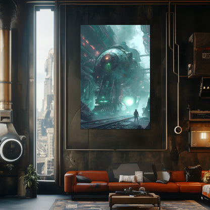Cyberpunk Train Poster – Epitome One | Awe-Inspiring Wall Art for Sci-Fi & Fantasy Train Enthusiasts | Unique and Exclusive Artwork