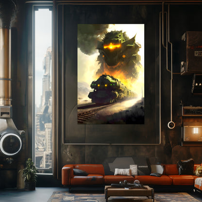 Fantasy Train Poster – Viridian Wyrmhauler | Awe-Inspiring Wall Art for Sci-Fi & Fantasy Train Enthusiasts | Unique and Exclusive Artwork