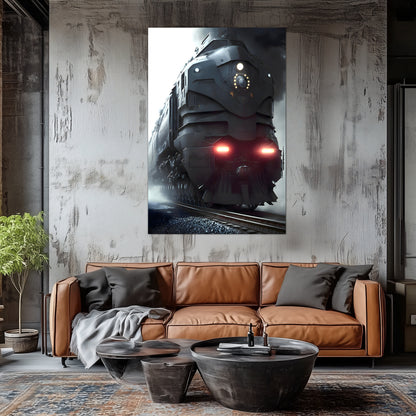 Dystopia Train Poster – Grimbringer Thunderclad | Awe-Inspiring Wall Art for Sci-Fi & Fantasy Train Enthusiasts | Unique and Exclusive Artwork