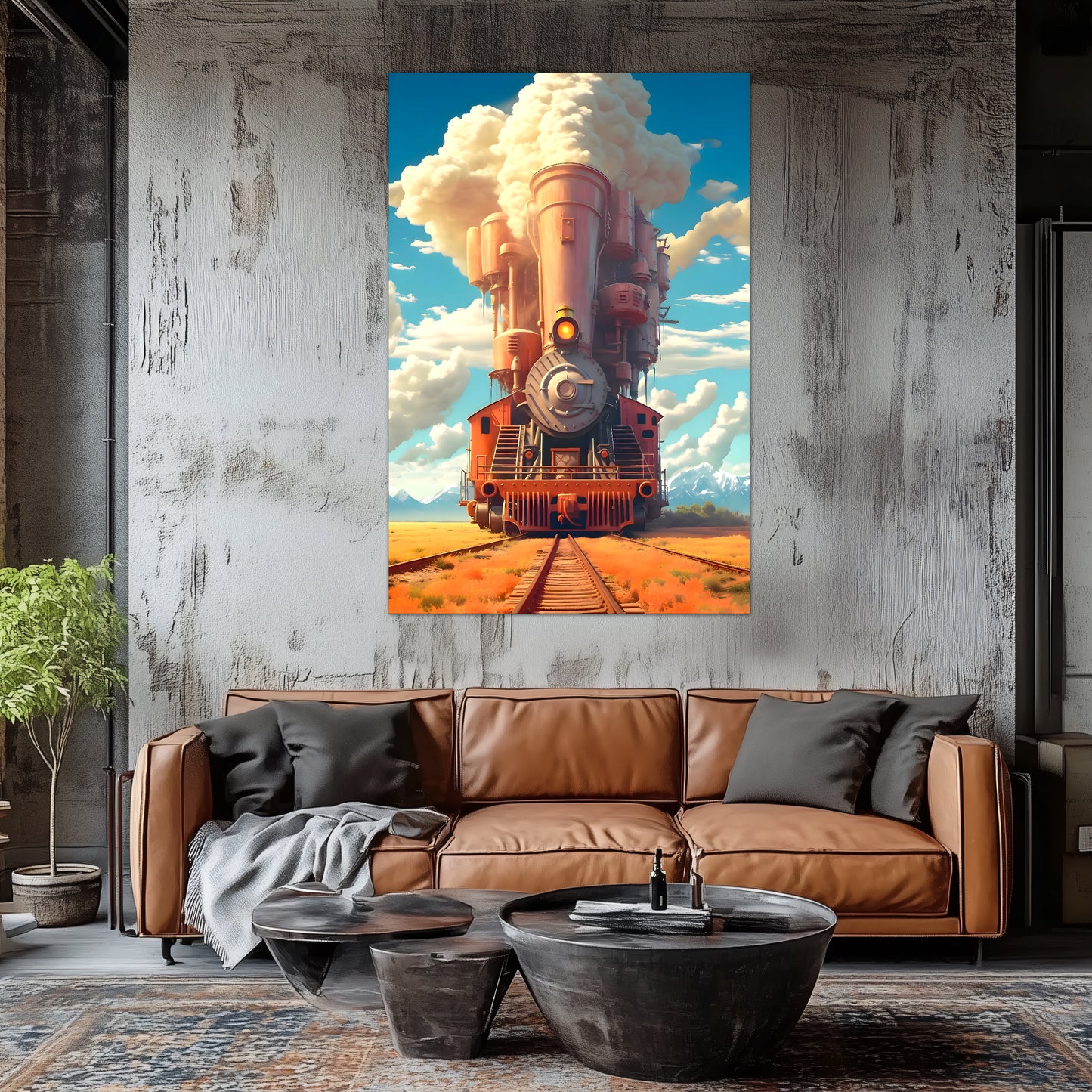 Steampunk Train Poster – Buffalo | Awe-Inspiring Wall Art for Sci-Fi & Fantasy Train Enthusiasts | Unique and Exclusive Artwork