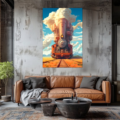 Steampunk Train Poster – Buffalo | Awe-Inspiring Wall Art for Sci-Fi & Fantasy Train Enthusiasts | Unique and Exclusive Artwork