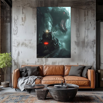 Fantasy Train Poster – Dragonbane Express | Awe-Inspiring Wall Art for Sci-Fi & Fantasy Train Enthusiasts | Unique and Exclusive Artwork