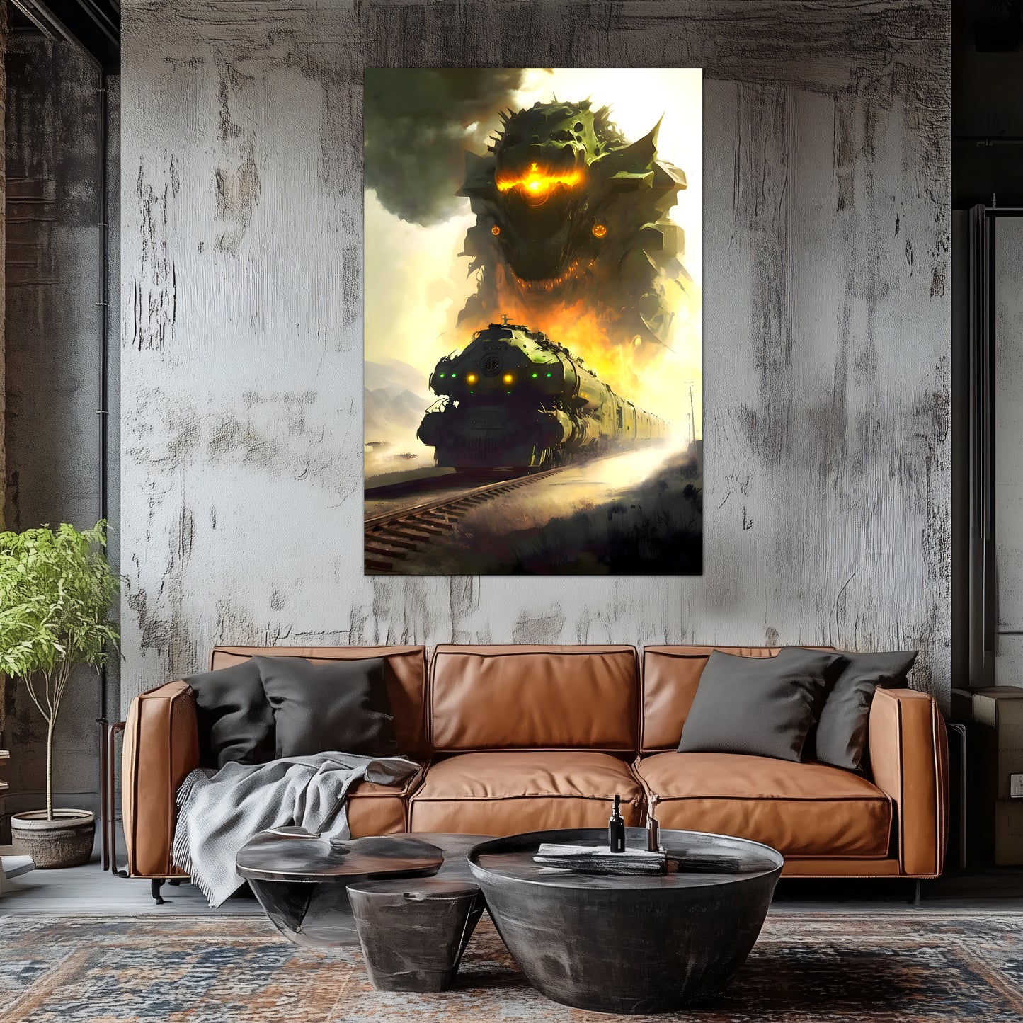 Fantasy Train Poster – Viridian Wyrmhauler | Awe-Inspiring Wall Art for Sci-Fi & Fantasy Train Enthusiasts | Unique and Exclusive Artwork