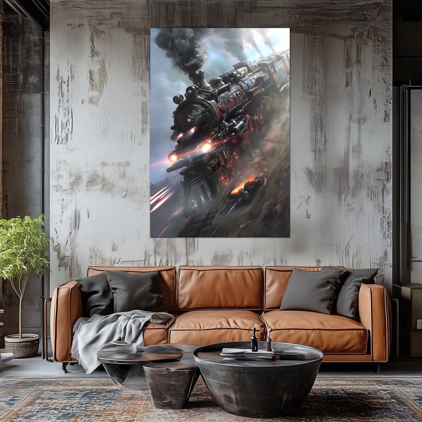 Steampunk Train Poster – Blitzfire Express | Awe-Inspiring Wall Art for Sci-Fi & Fantasy Train Enthusiasts | Unique and Exclusive Artwork