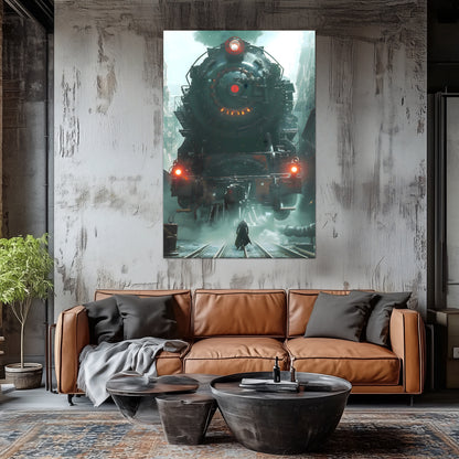 Dystopia Train Poster – Iron Predator | Awe-Inspiring Wall Art for Sci-Fi & Fantasy Train Enthusiasts | Unique and Exclusive Artwork