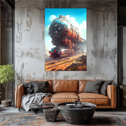 Post-Apocalyptic Train Poster – Arcanum Carrier | Awe-Inspiring Wall Art for Sci-Fi & Fantasy Train Enthusiasts | Unique and Exclusive Artwork