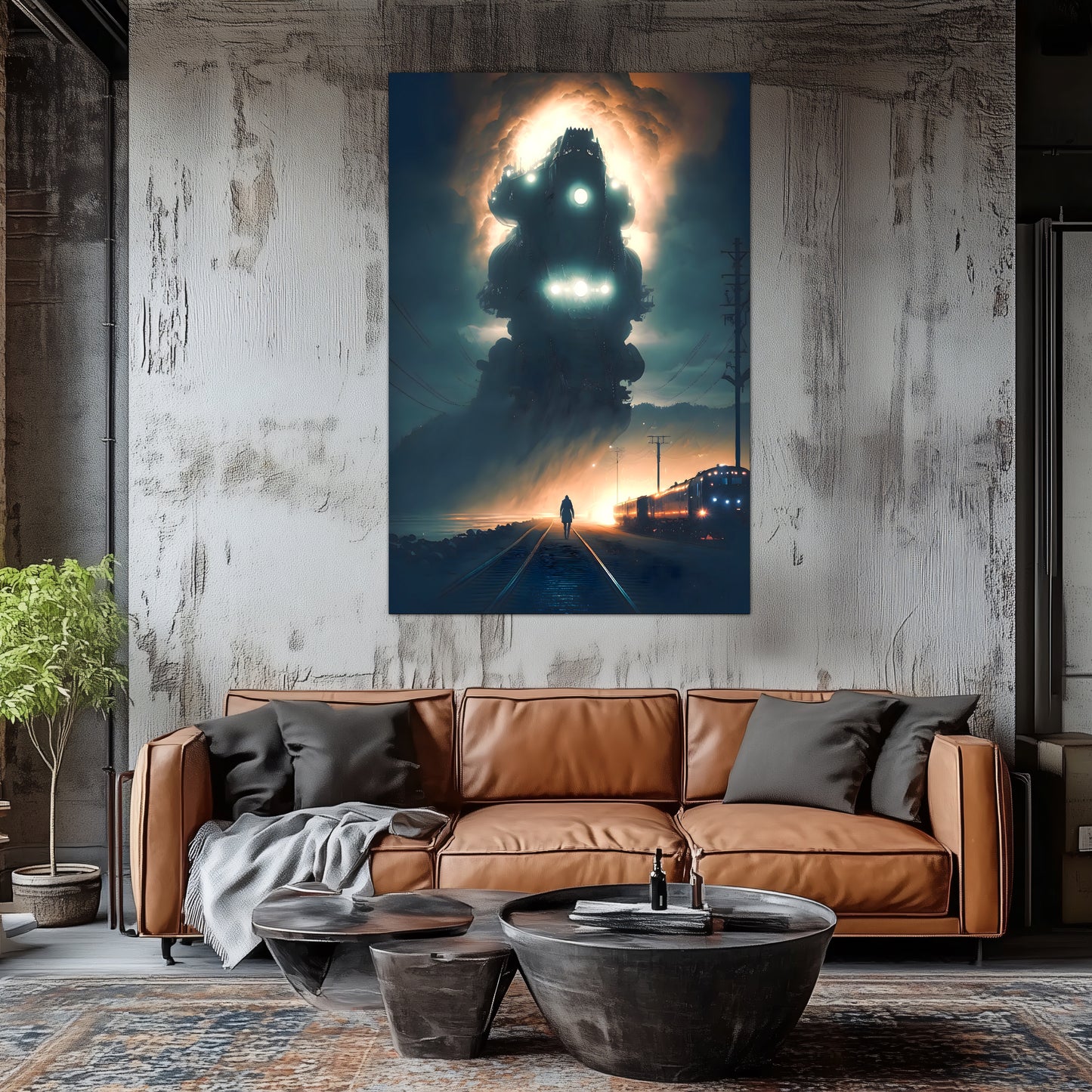 Post-Apocalyptic Train Poster – The Unyielding Monolith | Awe-Inspiring Wall Art for Sci-Fi & Fantasy Train Enthusiasts | Unique and Exclusive Artwork