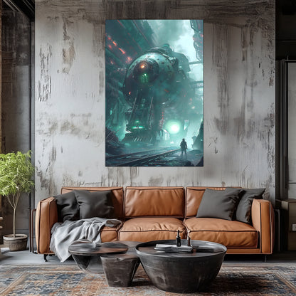 Cyberpunk Train Poster – Epitome One | Awe-Inspiring Wall Art for Sci-Fi & Fantasy Train Enthusiasts | Unique and Exclusive Artwork