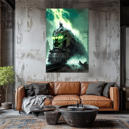 Zombie Train Poster – Hellforge Executor | Awe-Inspiring Wall Art for Sci-Fi & Fantasy Train Enthusiasts | Unique and Exclusive Artwork