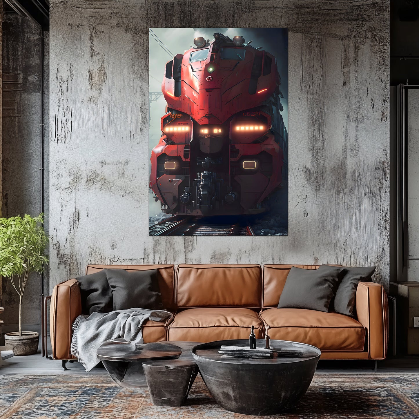 Diesel Train Poster – Crimson Thunderclad | Awe-Inspiring Wall Art for Sci-Fi & Fantasy Train Enthusiasts | Unique and Exclusive Artwork