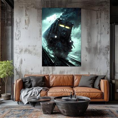 Zombie Train Poster – The Grim Hauler | Awe-Inspiring Wall Art for Sci-Fi & Fantasy Train Enthusiasts | Unique and Exclusive Artwork