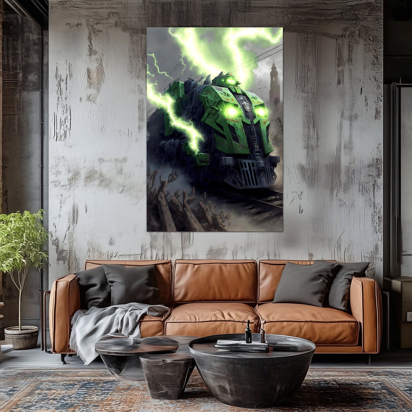 Zombie Train Poster – Shadowbane Revenant | Awe-Inspiring Wall Art for Sci-Fi & Fantasy Train Enthusiasts | Unique and Exclusive Artwork
