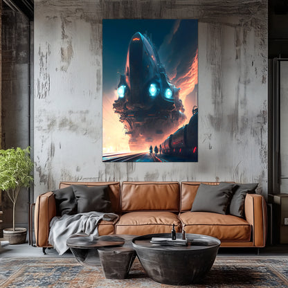 Cyberpunk Train Poster – Hyperion Elysian Metrocore | Awe-Inspiring Wall Art for Sci-Fi & Fantasy Train Enthusiasts | Unique and Exclusive Artwork