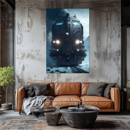 Diesel Train Poster – Frostbreaker Jugger | Awe-Inspiring Wall Art for Sci-Fi & Fantasy Train Enthusiasts | Unique and Exclusive Artwork
