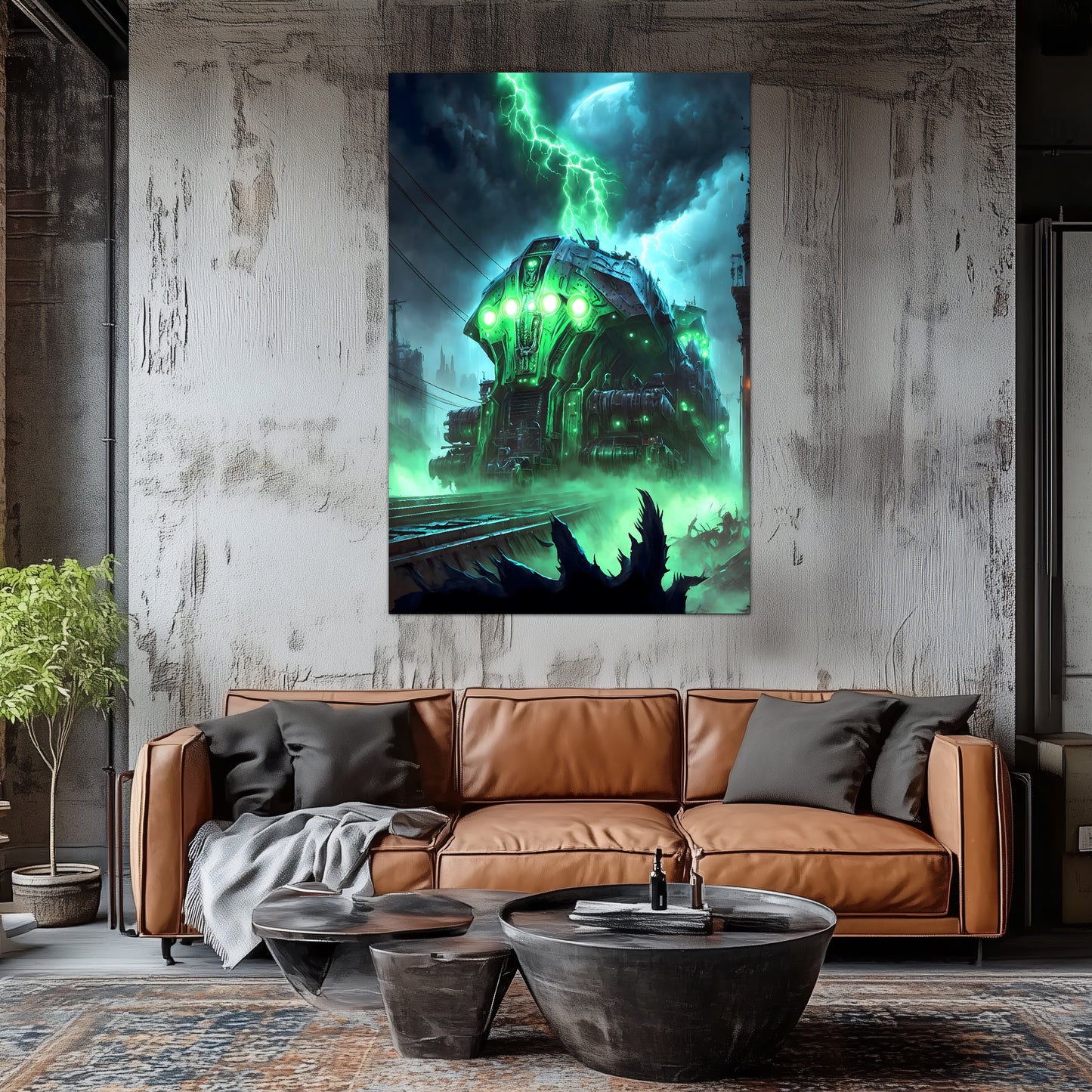 Zombie Train Poster – The Warp Architect | Awe-Inspiring Wall Art for Sci-Fi & Fantasy Train Enthusiasts | Unique and Exclusive Artwork