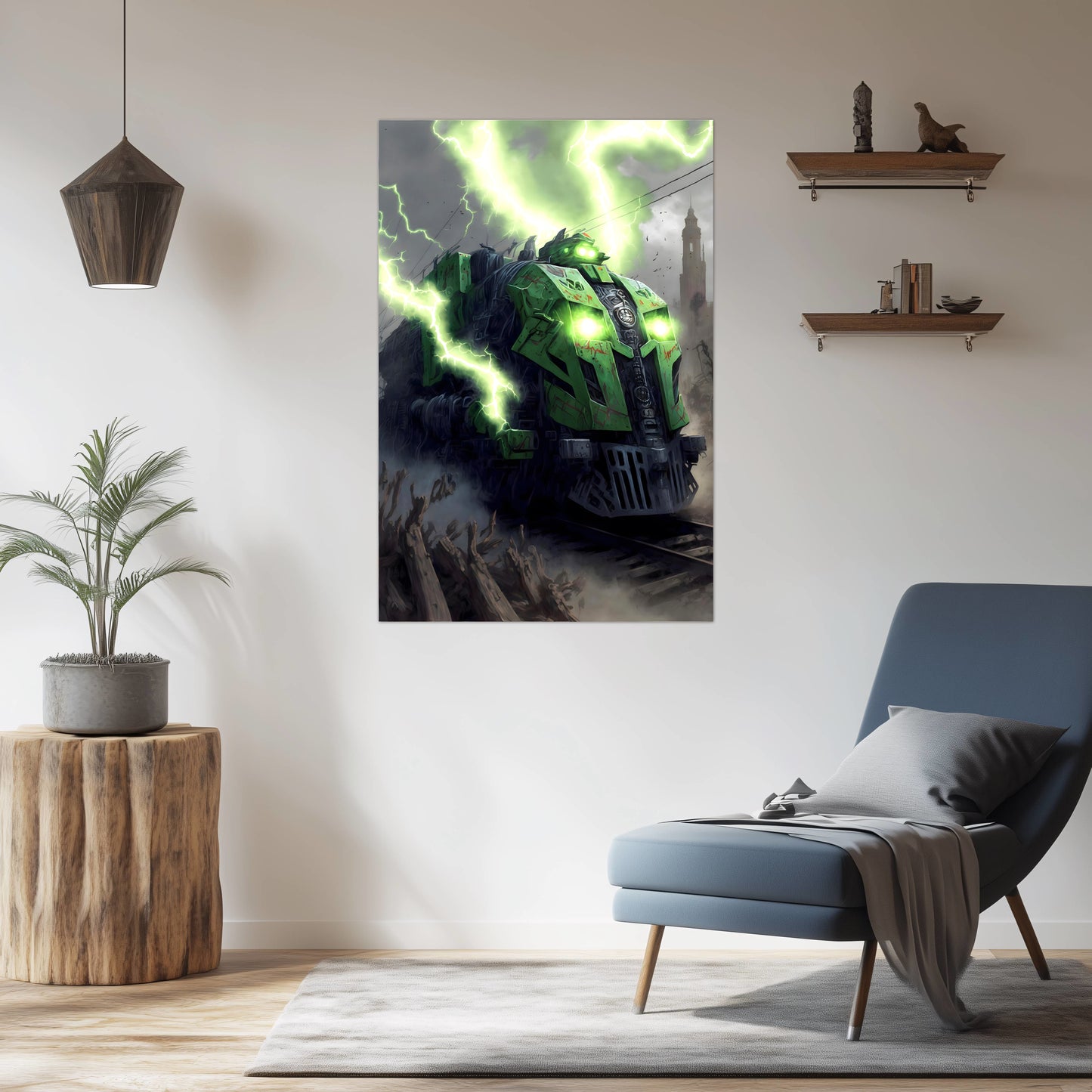 Zombie Train Poster – Shadowbane Revenant | Awe-Inspiring Wall Art for Sci-Fi & Fantasy Train Enthusiasts | Unique and Exclusive Artwork