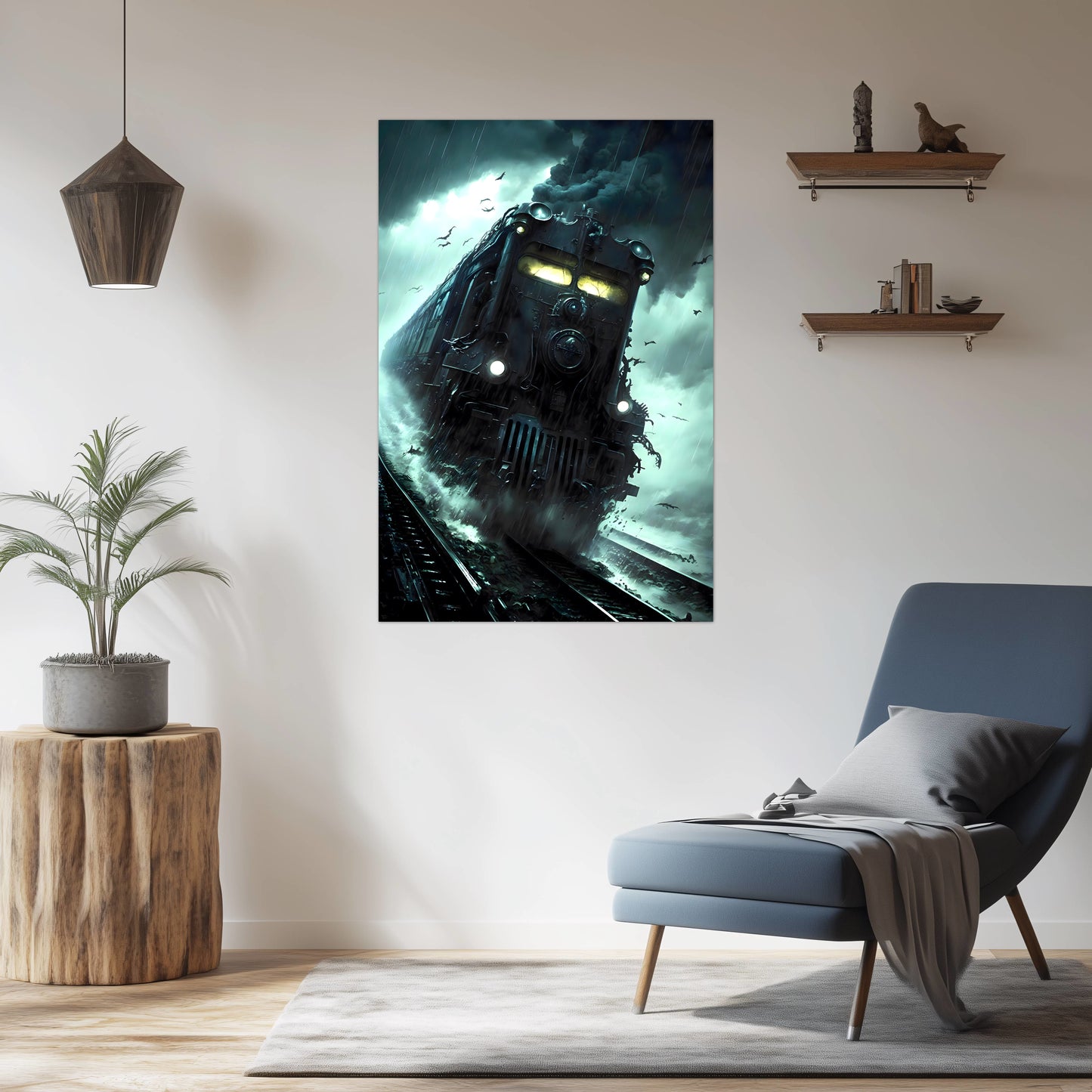 Zombie Train Poster – The Grim Hauler | Awe-Inspiring Wall Art for Sci-Fi & Fantasy Train Enthusiasts | Unique and Exclusive Artwork