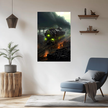 Zombie Train Poster – Dreadcrave Collector | Awe-Inspiring Wall Art for Sci-Fi & Fantasy Train Enthusiasts | Unique and Exclusive Artwork