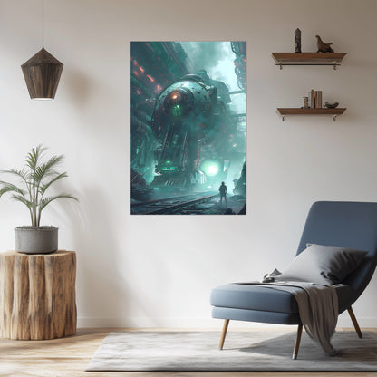 Cyberpunk Train Poster – Epitome One | Awe-Inspiring Wall Art for Sci-Fi & Fantasy Train Enthusiasts | Unique and Exclusive Artwork