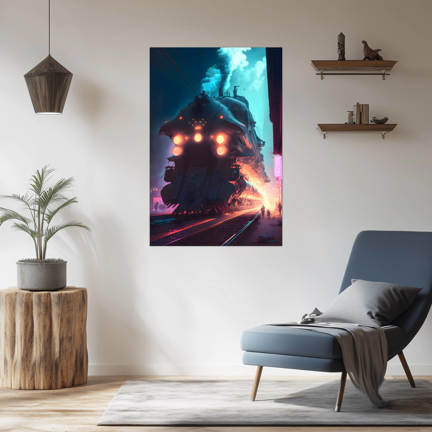 Cyberpunk Train Poster – Chromeshell Nightcrawler | Awe-Inspiring Wall Art for Sci-Fi & Fantasy Train Enthusiasts | Unique and Exclusive Artwork