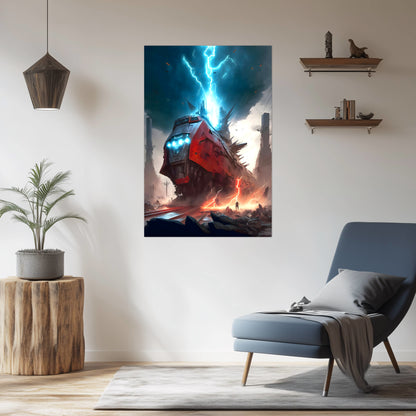 Wasteland Train Poster – Abaddon’s Wrath | Awe-Inspiring Wall Art for Sci-Fi & Fantasy Train Enthusiasts | Unique and Exclusive Artwork