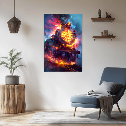 Steampunk Train Poster – Eternal Engine | Awe-Inspiring Wall Art for Sci-Fi & Fantasy Train Enthusiasts | Unique and Exclusive Artwork