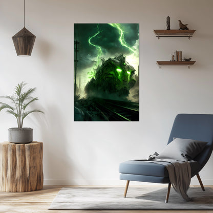 Zombie Train Poster – Wraithstorm Oppressor | Awe-Inspiring Wall Art for Sci-Fi & Fantasy Train Enthusiasts | Unique and Exclusive Artwork