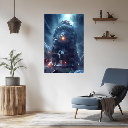Post-Apocalyptic Train Poster – Winterborn Thunderheart | Awe-Inspiring Wall Art for Sci-Fi & Fantasy Train Enthusiasts | Unique and Exclusive Artwork