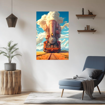 Steampunk Train Poster – Buffalo | Awe-Inspiring Wall Art for Sci-Fi & Fantasy Train Enthusiasts | Unique and Exclusive Artwork