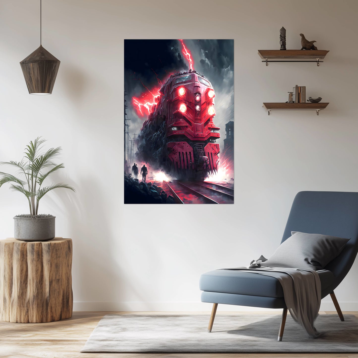 Wasteland Train Poster – Crimson Maelstrom | Awe-Inspiring Wall Art for Sci-Fi & Fantasy Train Enthusiasts | Unique and Exclusive Artwork