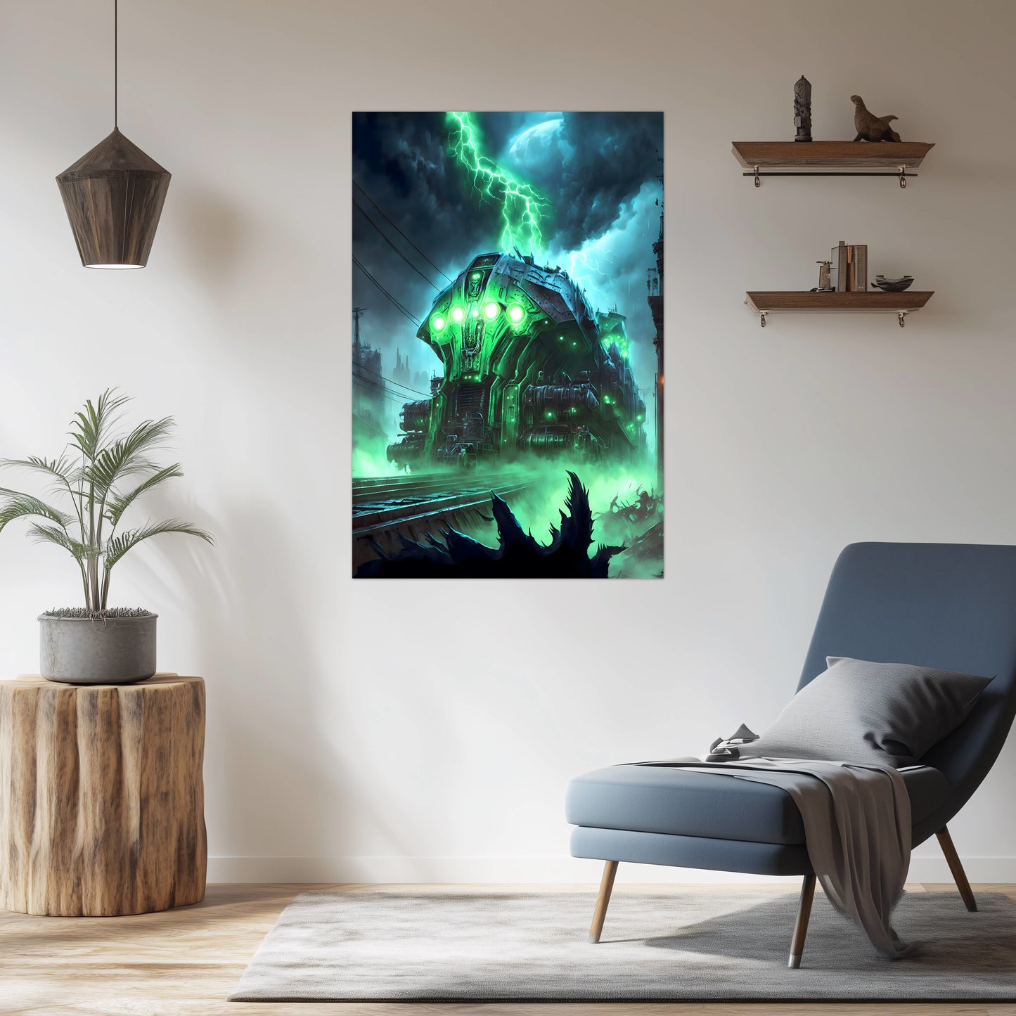 Zombie Train Poster – The Warp Architect | Awe-Inspiring Wall Art for Sci-Fi & Fantasy Train Enthusiasts | Unique and Exclusive Artwork