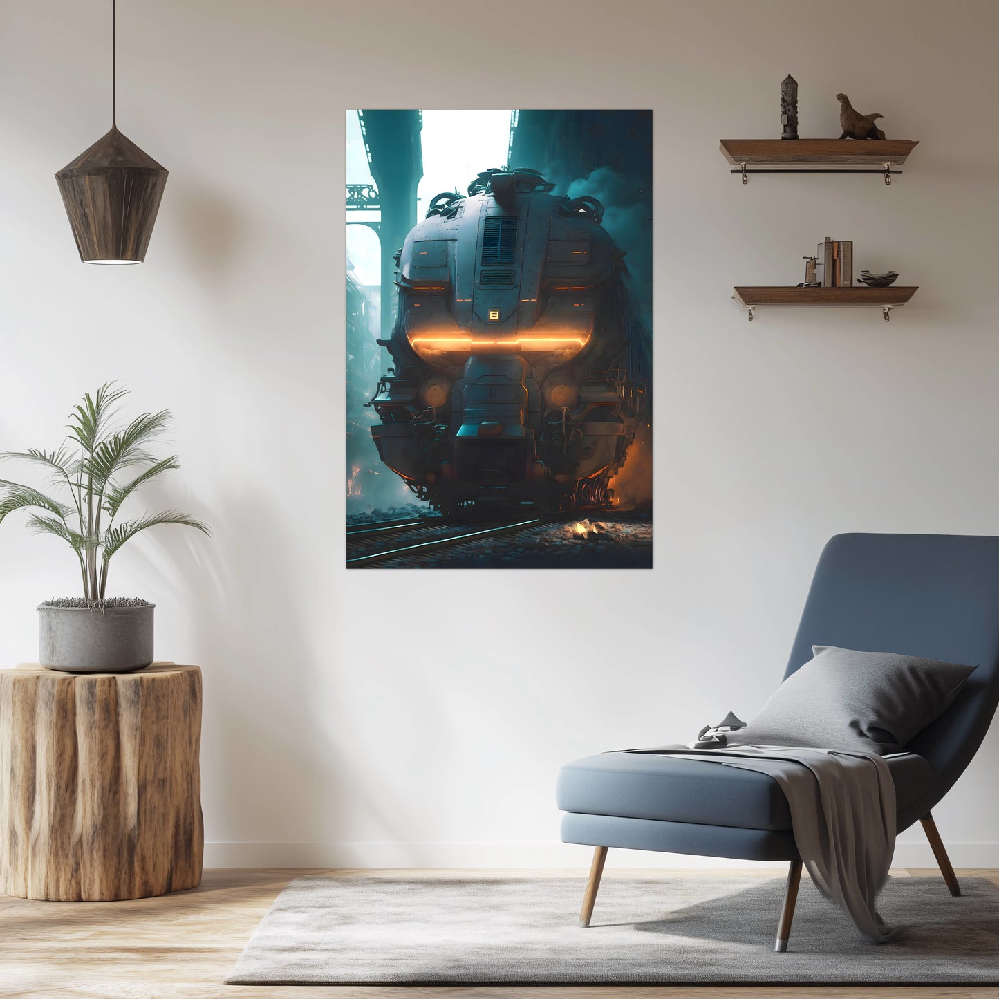 Cyberpunk Train Poster – Dreadpulse  Omnihauler | Awe-Inspiring Wall Art for Sci-Fi & Fantasy Train Enthusiasts | Unique and Exclusive Artwork