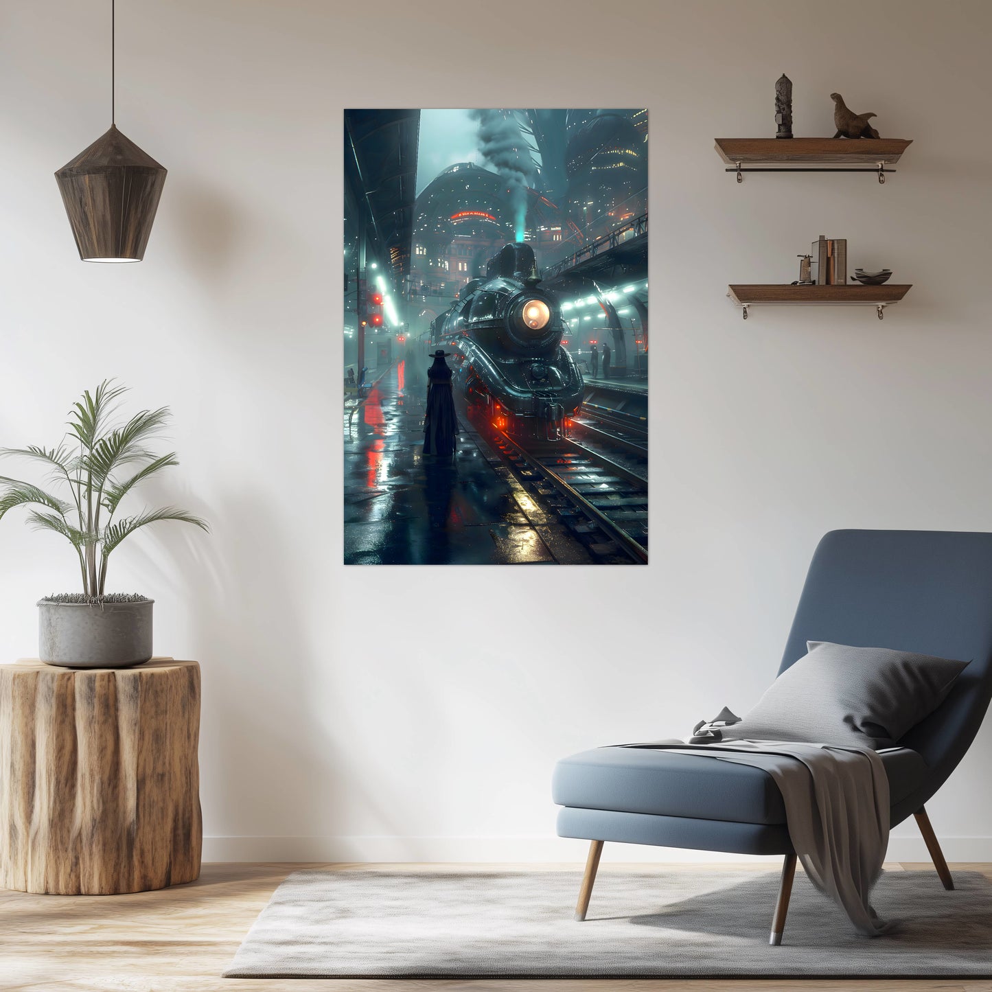 Dystopia Train Poster – Solarwind Express | Awe-Inspiring Wall Art for Sci-Fi & Fantasy Train Enthusiasts | Unique and Exclusive Artwork