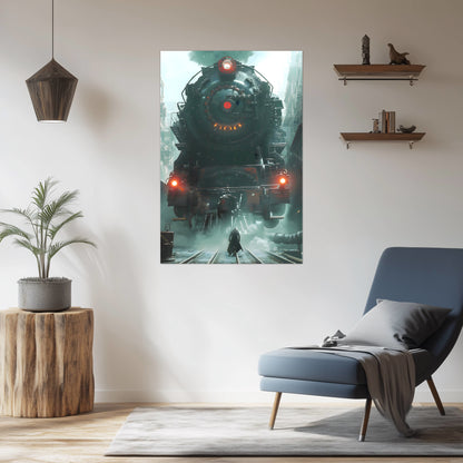Dystopia Train Poster – Iron Predator | Awe-Inspiring Wall Art for Sci-Fi & Fantasy Train Enthusiasts | Unique and Exclusive Artwork