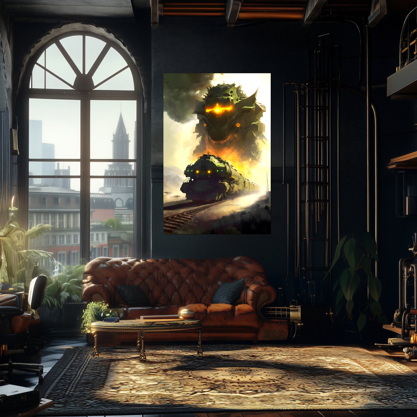 Fantasy Train Poster – Viridian Wyrmhauler | Awe-Inspiring Wall Art for Sci-Fi & Fantasy Train Enthusiasts | Unique and Exclusive Artwork