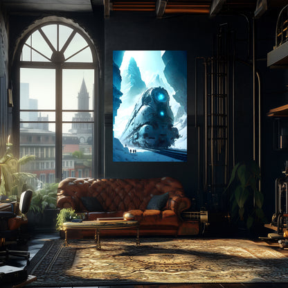 Post-Apocalyptic Train Poster – Icebreaker | Awe-Inspiring Wall Art for Sci-Fi & Fantasy Train Enthusiasts | Unique and Exclusive Artwork