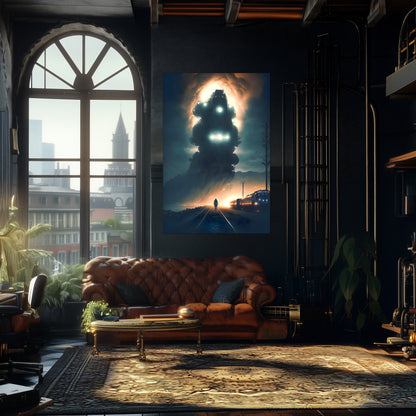 Post-Apocalyptic Train Poster – The Unyielding Monolith | Awe-Inspiring Wall Art for Sci-Fi & Fantasy Train Enthusiasts | Unique and Exclusive Artwork