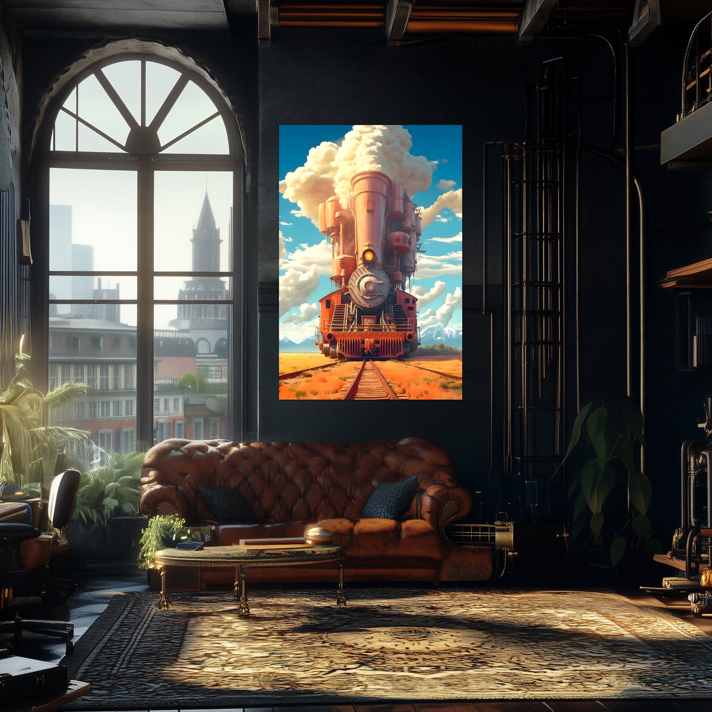 Steampunk Train Poster – Buffalo | Awe-Inspiring Wall Art for Sci-Fi & Fantasy Train Enthusiasts | Unique and Exclusive Artwork