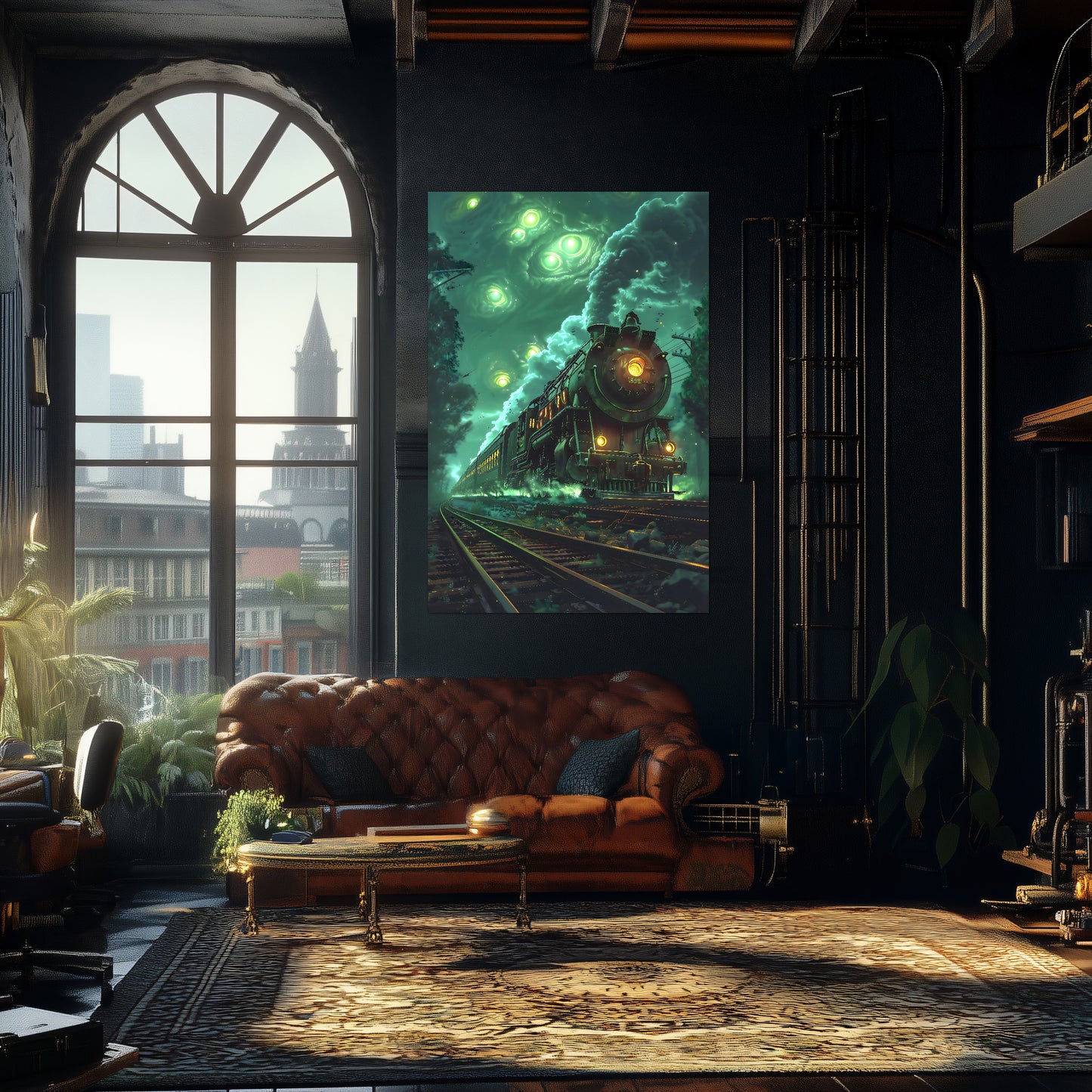 Fantasy Train Poster – The Emerald Phantom | Awe-Inspiring Wall Art for Sci-Fi & Fantasy Train Enthusiasts | Unique and Exclusive Artwork