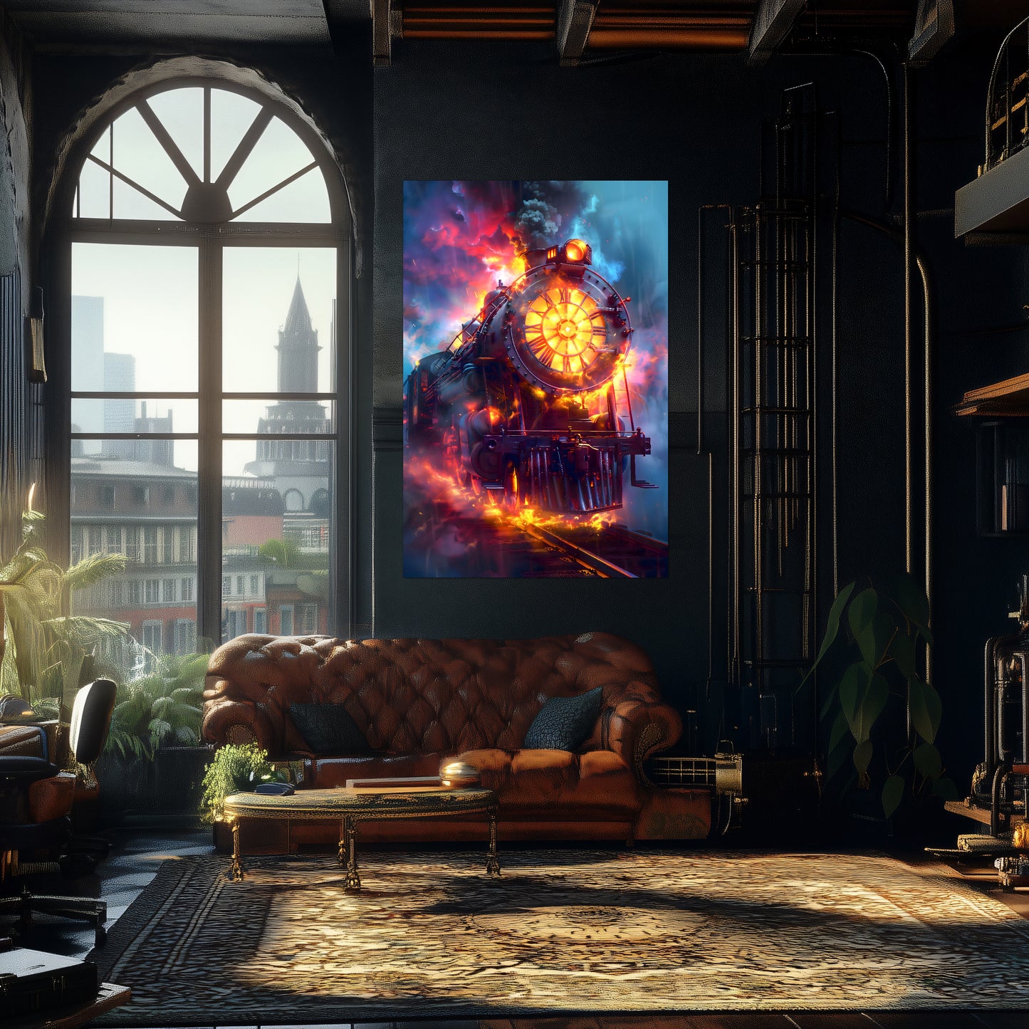 Steampunk Train Poster – Eternal Engine | Awe-Inspiring Wall Art for Sci-Fi & Fantasy Train Enthusiasts | Unique and Exclusive Artwork