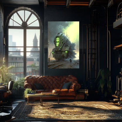 Zombie Train Poster – The Wraithcore Necrohauler | Awe-Inspiring Wall Art for Sci-Fi & Fantasy Train Enthusiasts | Unique and Exclusive Artwork
