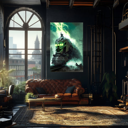 Zombie Train Poster – Hellforge Executor | Awe-Inspiring Wall Art for Sci-Fi & Fantasy Train Enthusiasts | Unique and Exclusive Artwork